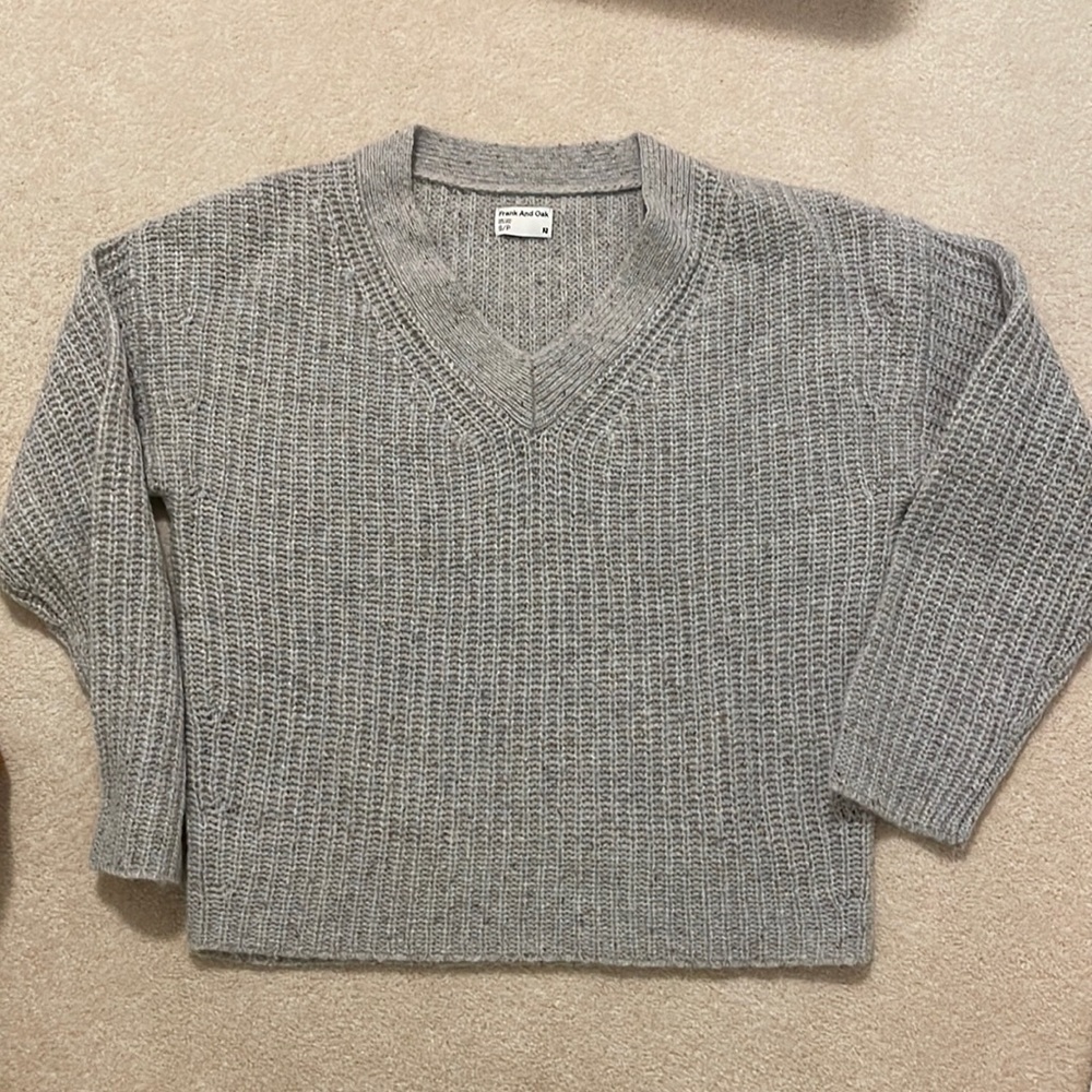 Frank and Oak Sz S grey wool sweater NWOT